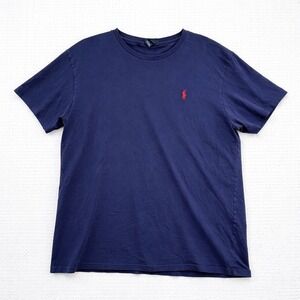 Polo Ralph Lauren Mens Large Navy Blue Cotton Short Sleeve Pony Logo T-Shirt
